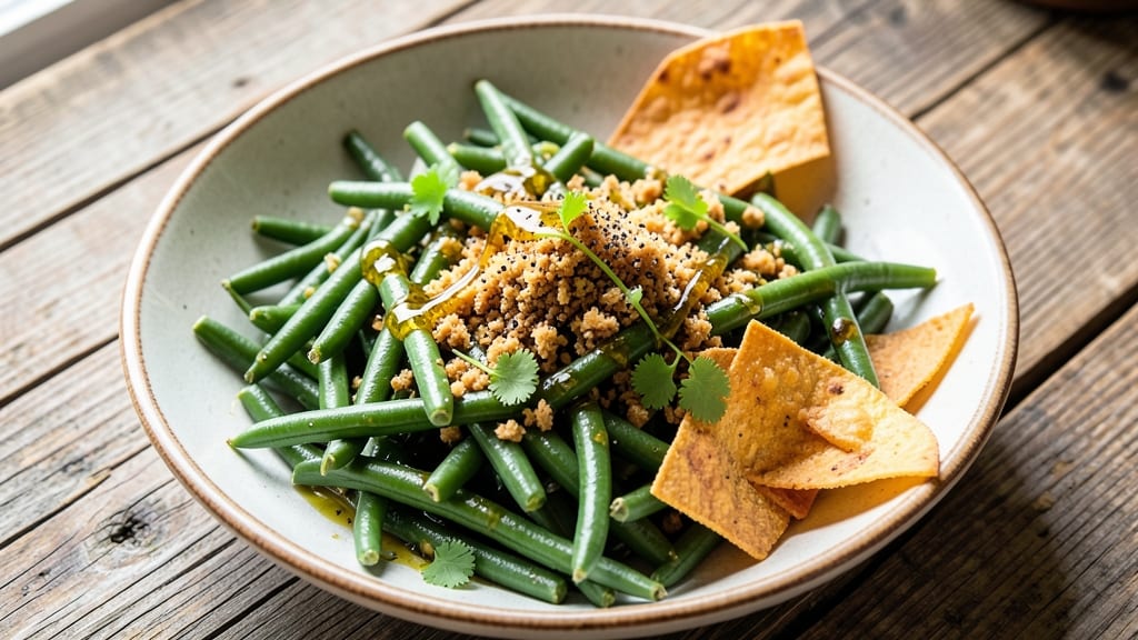 Best Green Bean Salad Recipe Ever: Crunchy Tortilla Crowns Over Zesty Lime Dressing