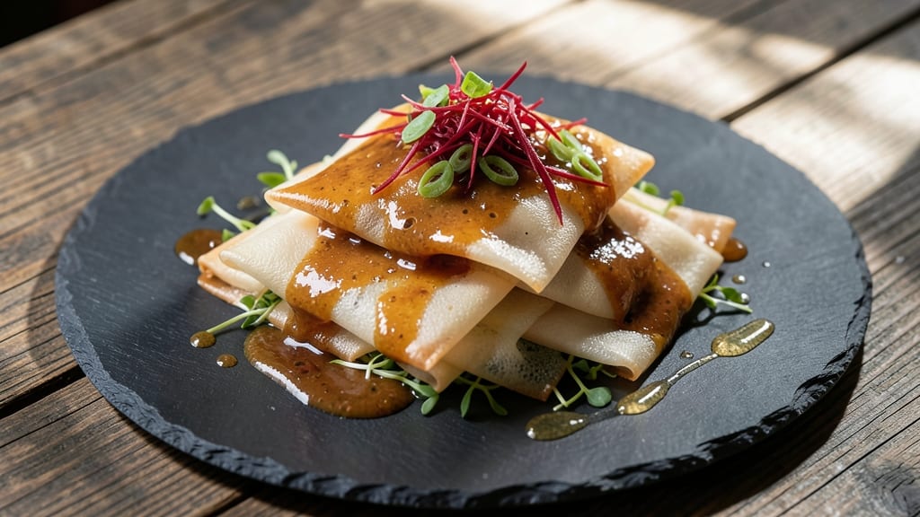 Bean Curd Sheets Recipe: Crispy-Fried Layers Over Silky Miso Base