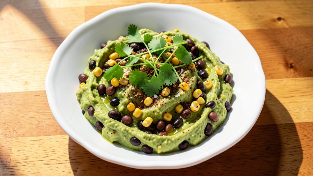 Black Bean, Corn, and Avocado Dip Recipe: Crunchy Tortilla Crowns Over Creamy Lime Zest Base
