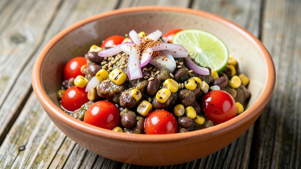 Paula Deen's Black Bean Salsa Recipe: Spiced Tortilla-Crusted Fiesta Bowl