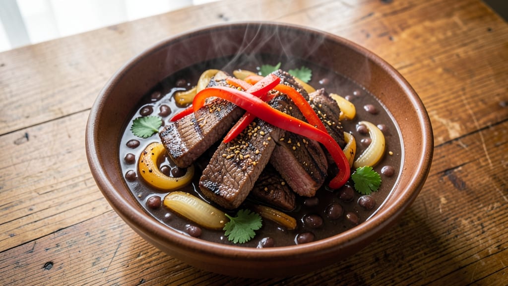 Applebee's Steak and Black Bean Soup Recipe: Smoky Tortilla-Crusted Top and Hearty Beef Base
