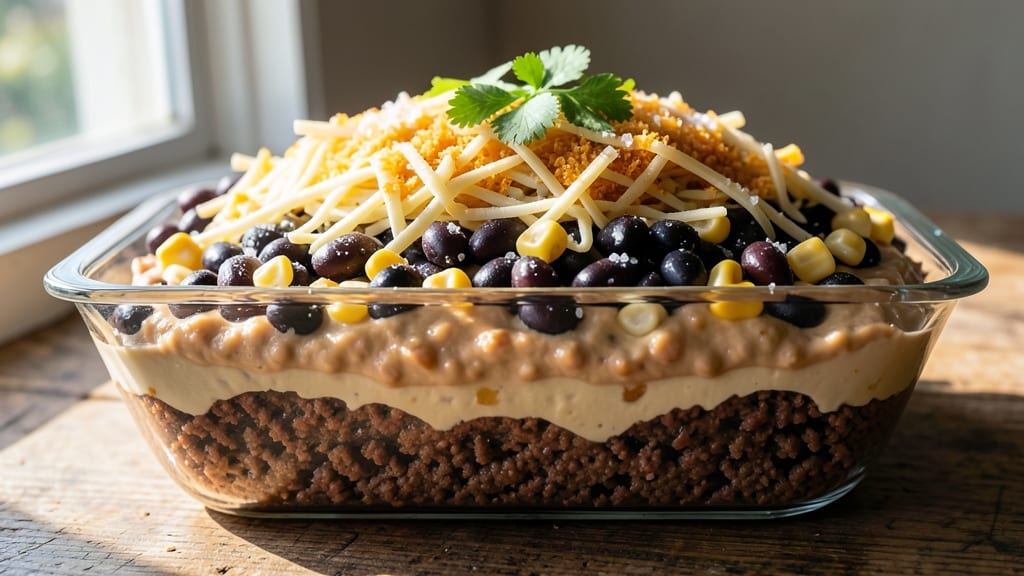 7 Layer Bean Dip Recipe With Ground Beef: Hearty Fiesta Layers in One Skillet