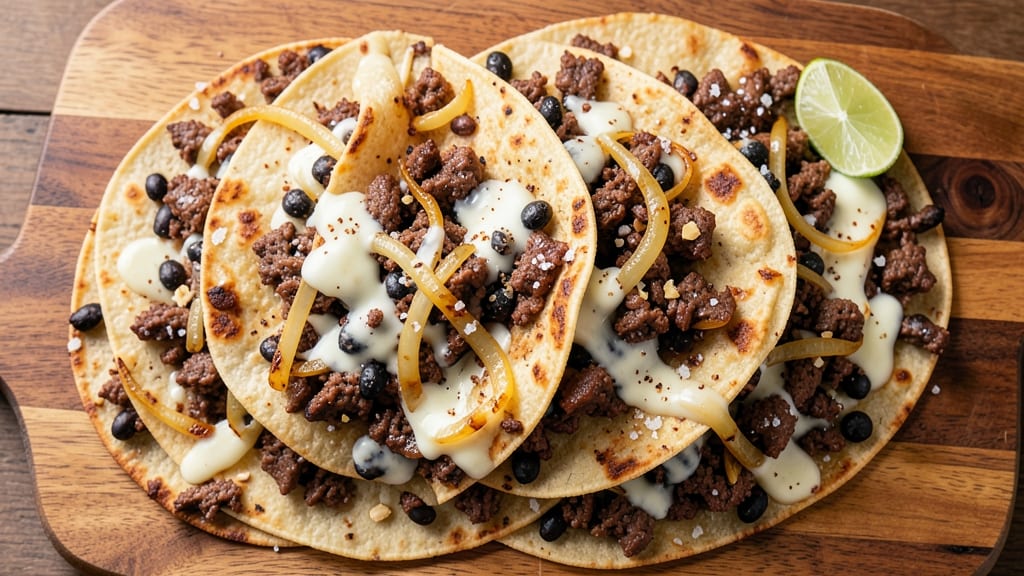 Black Bean and Beef Quesadilla Recipe: Crispy Tortilla Crowns Over Melty Cheese and Spiced Filling