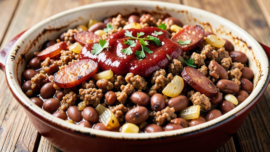 Baked Bean Recipe with Ground Beef and Sausage: Smoky-Spiced One-Pot Heartiness