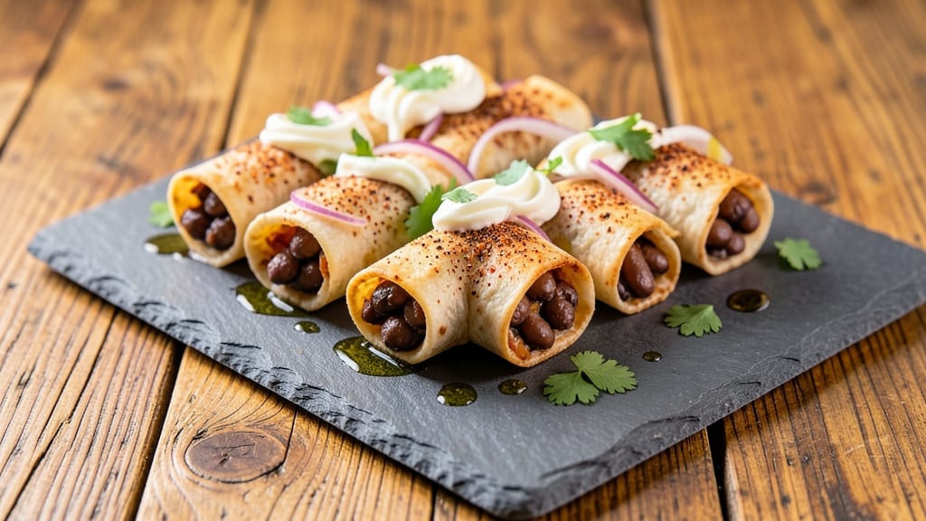 Black Bean Roll Ups Recipe: Crispy Tortilla Wraps With Creamy Spiced Filling