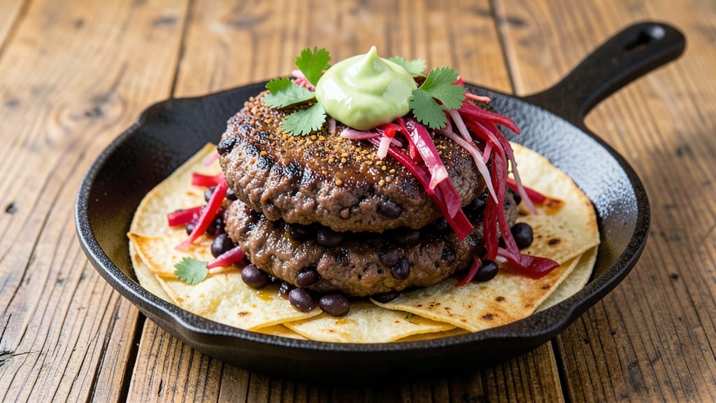 Beef and Bean Burgers Recipe: Smoky Tortilla-Crusted Protein-Packed Patties