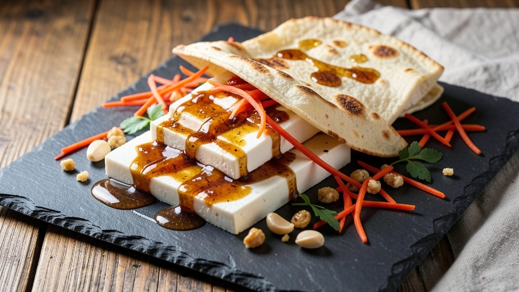 Bean Curd Wraps Recipe: Crispy Tortilla Crowns Over Silky Tofu Streaks