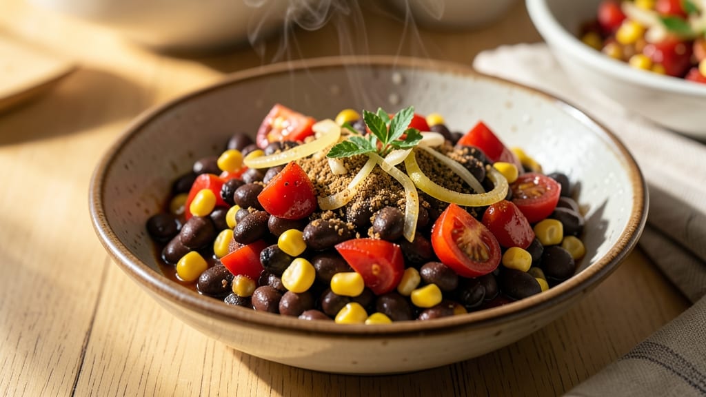 Black Bean, Corn, and Rotel Salsa Recipe: Crispy Tortilla Crowns Over Smoky Spiced Base