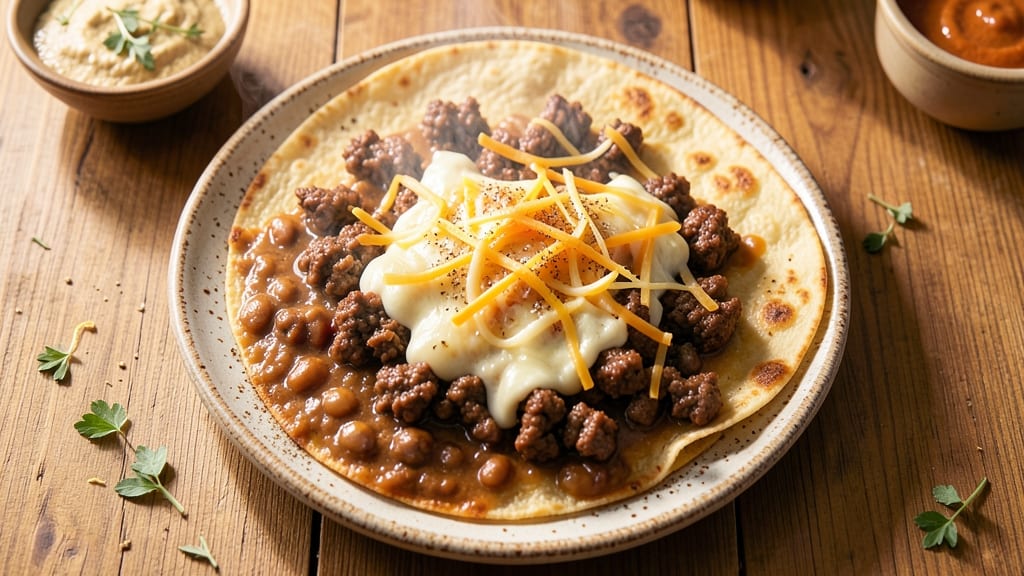 Beef and Refried Bean Quesadillas Recipe: Smoky Cumin Crispy Tortilla Layers