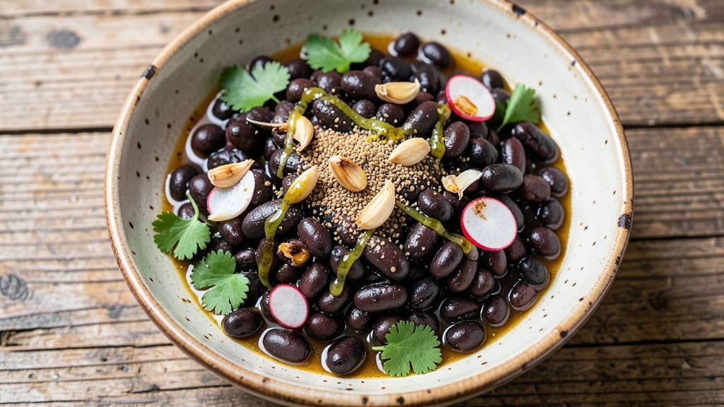 Black Bean Frijoles Recipe: Crisp-Topped Comfort with Garlic-Lime Zing