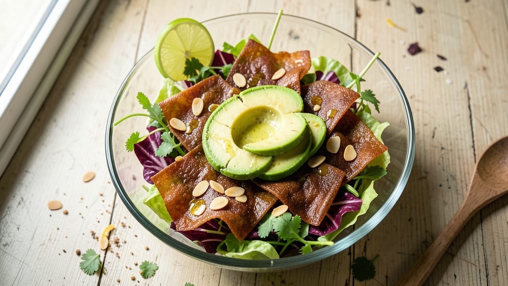 Bean Curd Skin Salad Recipe: Crispy Tortilla Crowns Over Zesty Lime Dressing