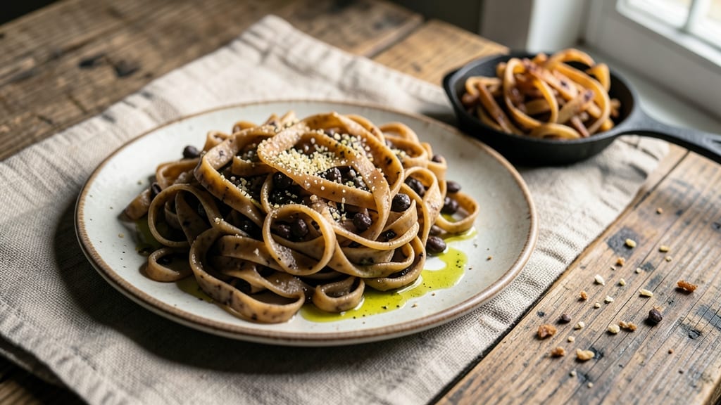 Black Bean Pasta Dough Recipe: Crispy Tortilla Crust Over Silky Bean Base