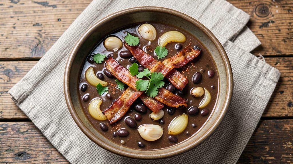 Black Bean and Bacon Soup Recipe: Smoky Bacon Bites and Velvety Bean Swirls