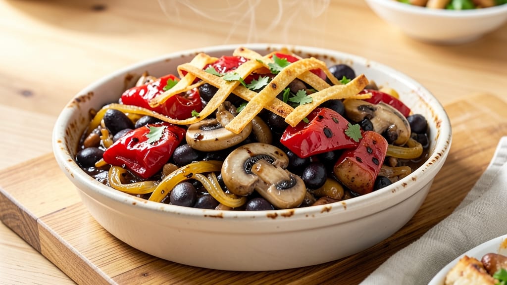 Black Bean Cassoulet Recipe: Crispy Tortilla Crowns Over Melty Cheese Lakes