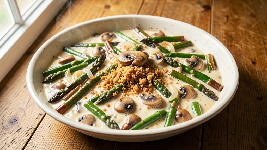 Asparagus and Green Bean Casserole Recipe: Crispy Top, Creamy Mushroom Magic