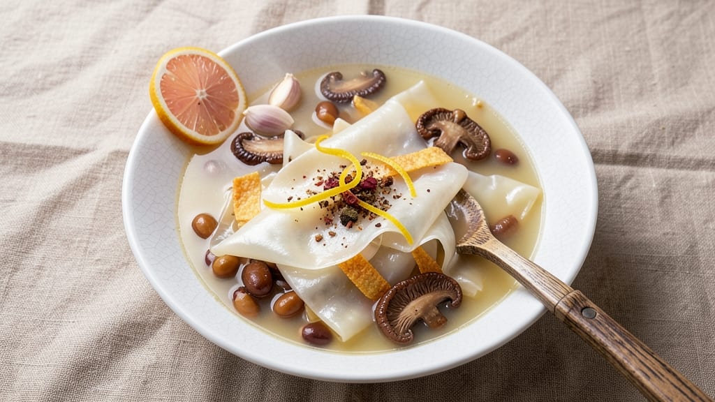 Bean Curd Skin Soup Recipe: Crispy Tortilla Crowns Over Silky Bean Broth