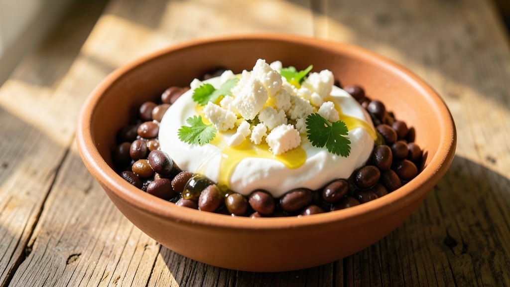 Black Bean and Feta Dip Recipe: Crunchy Tortilla Topping with Herby Brightness