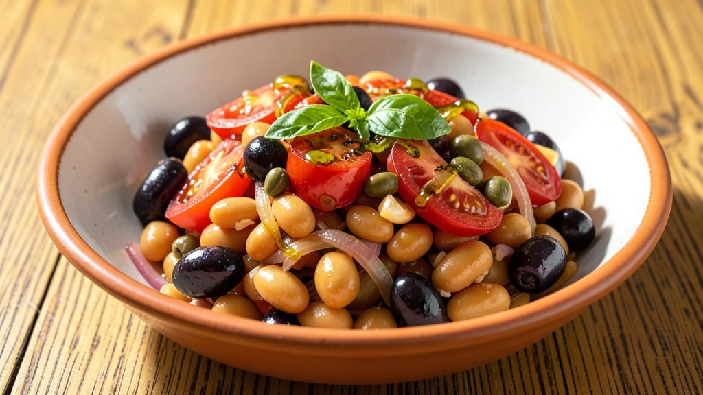 Bean Puttanesca Recipe: Crispy Tortilla Crowns Over Tangy Caper Sauce