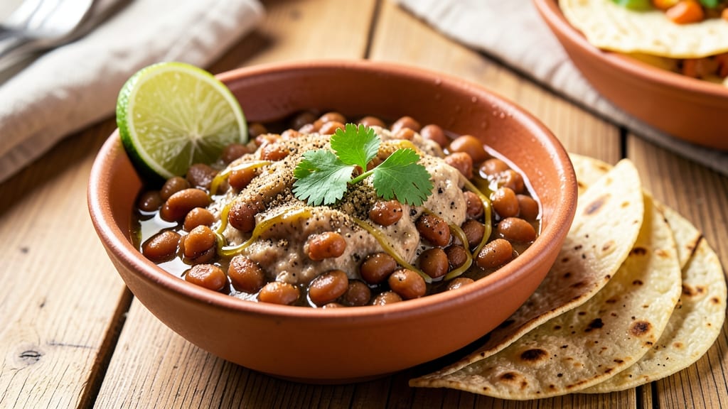 Bean Surprise Recipe: Crispy Tortilla Crowns Over Creamy Cumin-Lime Base