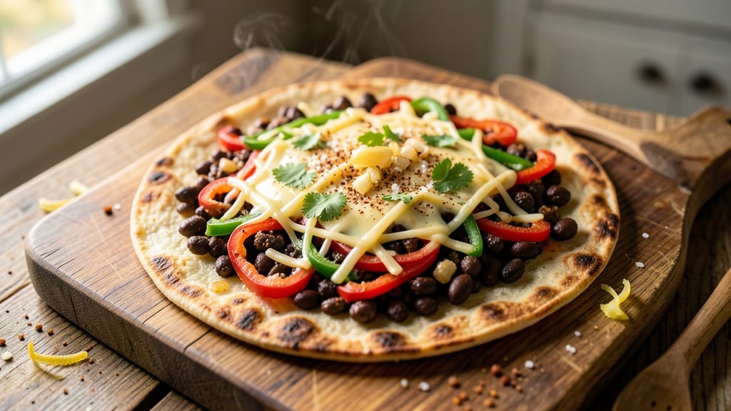 Black Bean and Pepper Quesadilla Recipe: Crispy Tortilla Crusts With Melted Cheese Rivers