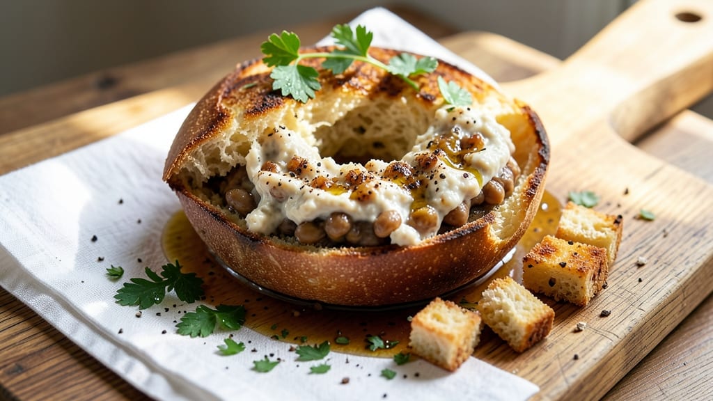 Bean Bagel Recipe: Crispy Tortilla Crowns Over Smoky Garlic-Infused Beans