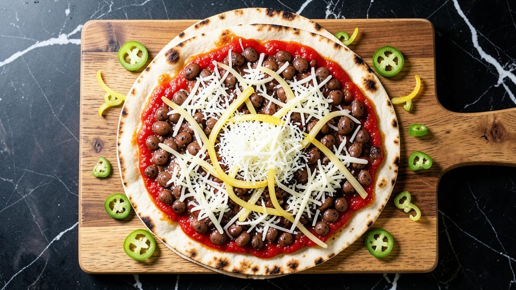 Baked Bean and Pizza Recipe: Smoky Tortilla-Crusted Fusion in One Pan