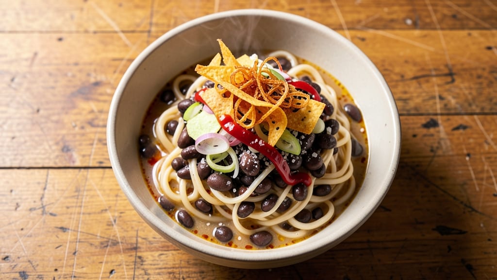 Black Bean Ramen Recipe: Smoky Tortilla-Crusted Depth in One Bowl