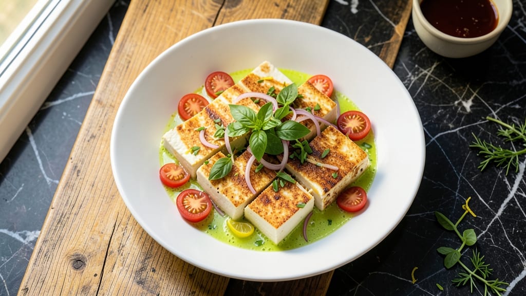 Bean Curd Salad Recipe: Crispy Tortilla Crowns Over Creamy Coconut-Lime Base