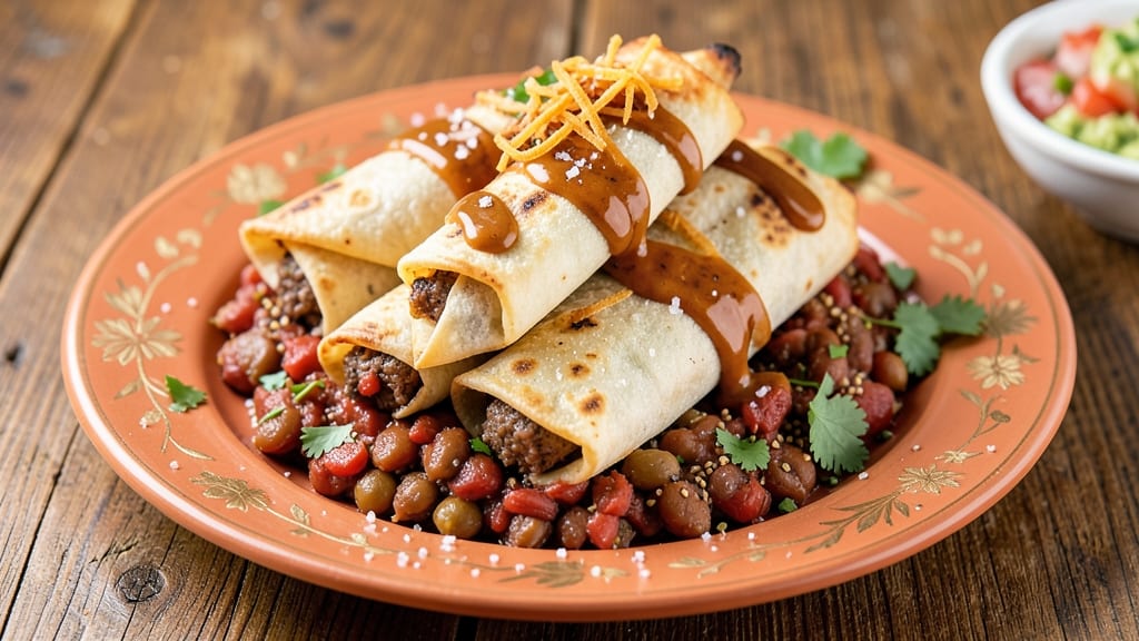 Beef and Bean Taquitos Recipe: Crispy Tortilla Crowns With Smoky Cumin Kick