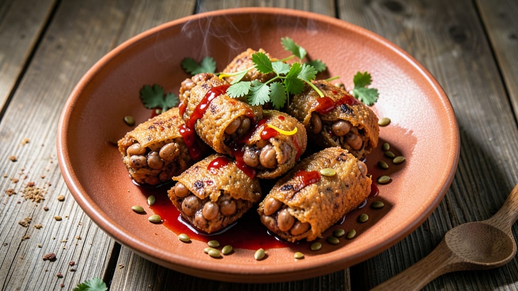 Bean Bundles Recipe: Crispy Tortilla Crowns Over Smoky Cumin Base